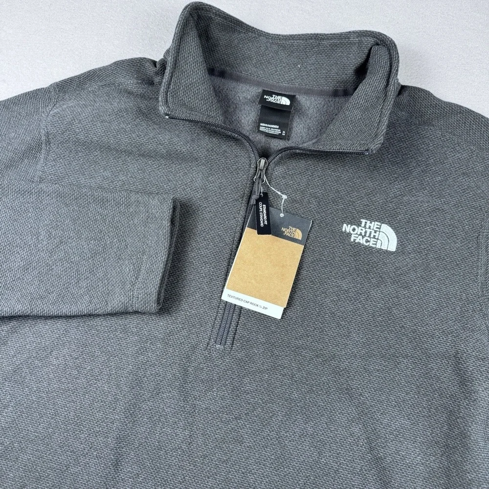 NWT The Northface Textured Cap Rock 1/4 Zip Pullover Men XL Gray Sweater Gorp